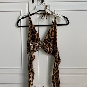 Halter cheetah top with tie back